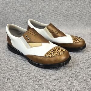 Sandbaggers Womens Size 9 Golf Shoes White Brown Bronze Leopard PIP
